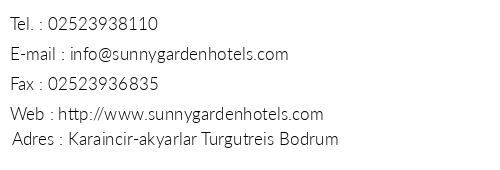 Sunny Garden Nilfer Hotel telefon numaralar, faks, e-mail, posta adresi ve iletiim bilgileri